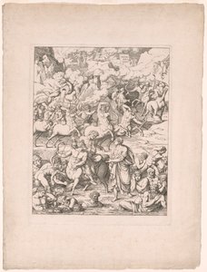 Dante überquert den Strom des Blutes der Tyrannen und Mörder auf dem Rücken von Nessus dem Zentaur von Joseph Anton Koch