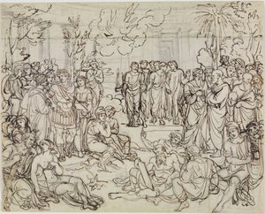 Dante und Virgil bei den Heiden im Limbus (Dante Inferno, Canto 4, V 52) von Joseph Anton Koch