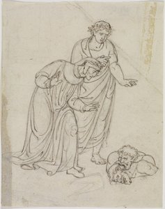 Die Vaterlandsverräter im Eis, Graf Ugolino und Erzbischof Ruggieri, sich gegenseitig zerfleischend (Dante Inferno, Canto 33, V 109) von Joseph Anton Koch
