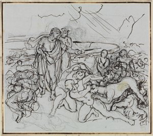 Virgil beschwichtigt Cerberus (Dante Inferno, Canto 6, V 13) von Joseph Anton Koch