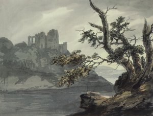 Ruine eines Schlosses an einem Fluss von Joseph Barber