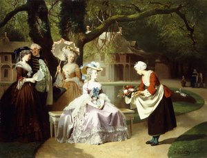 Marie Antoinette und Ludwig XVI. im Tuileriengarten mit Madame Lambale, 1857