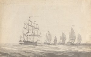 Sechs Schlachtschiffe bei schwerer See