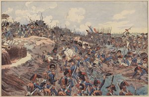Schlacht von Jemappes, Französische Revolutionskriege, 6. November 1792 (Farblithografie)