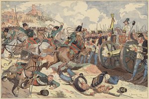 Schlacht von Solferino, Italien, Zweiter Italienischer Unabhängigkeitskrieg, 24. Juni 1859 (Farblithografie) von Joseph Charles (after) Beuzon