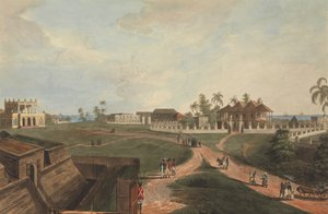 Regierungshaus und Ratshaus, Fort Marlborough, Benkulen, Sumatra, 1799