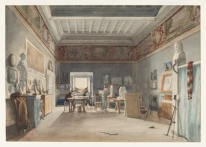 Ein Studio in der Villa Medici, Rom von Joseph Eugène Lacroix