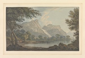 Lodore Rocks -- Wasserfall & Hütte - Entfernung von Joseph Farington