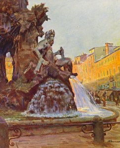 Rom: Piazza Navona, Der Brunnen von Bernini von Joseph Felix Bouchor