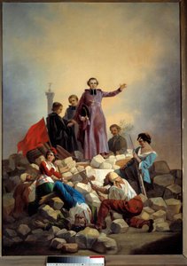 Revolution 1848: Der Erzbischof Denis Affre auf der Barrikade Faubourg Saint Anthony 26/06/1848 von Joseph Felon