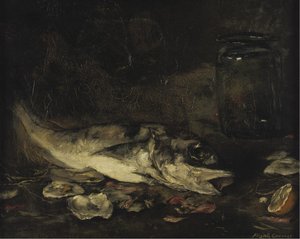 Stillleben mit Fisch und Orangen