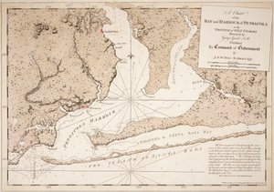 Eine Karte der Bucht und des Hafens von Pensacola in der Provinz Westflorida