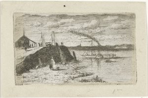 Flusslandschaft mit einem Dampfschiff von Joseph Hartogensis