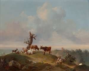 Kühe und Ziegen auf der Weide von Joseph Heicke