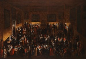 Maskenball Il ridotto, Mitte des 17. Jahrhunderts von Joseph Heintz der Jüngere