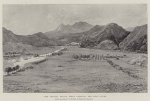 Die Chitral-Entsatztruppe überquert den Swat-Fluss von Joseph Holland Tringham