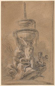 Ein Brunnen mit drei Tritonen
