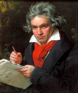 Porträt Ludwig van Beethoven beim Komponieren der Missa Solemnis, 1820 von Joseph Carl Stieler