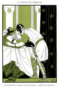 Die Nibelungensage: Siegfried umarmt die Walküre Brunhilde von Joseph Kuhn Regnier
