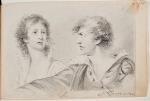 Porträt einer Frau und eines Mannes (Ophelia und Selbstporträt als Hamlet?) von Joseph Lange