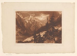 Blick auf das Tal von Chamonix mit dem Fluss Arveyron. Landschaftsstudien (Serie) von Joseph Mallord William Turner