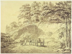 Mann mit Pferd und Wagen, der in einen Steinbruch fährt, ca. 1797 von Joseph Mallord William Turner
