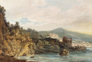 Die Küste unter Vietri, Salerno in der Ferne, die Burg über der Torre Crestarella