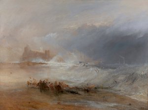 Schiffsbrüchige – Küste von Northumberland, mit einem Dampfschiff, das einem Schiff vor der Küste hilft