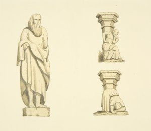 Figur und zwei Konsolen in Nischen des Turms der St. Mary Redcliffe von Joseph Manning