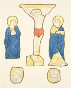 Figuren in Buntglas im privaten Fenster im Bischofspalast