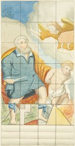 Buntglasfenster am östlichen Ende des nördlichen Seitenschiffs der Kathedrale von Bristol, das Abraham und Isaak zeigt von Joseph Manning