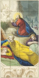 Buntglasfenster am östlichen Ende des nördlichen Seitenschiffs der Kathedrale von Bristol, das Christus im Garten der Agonie zeigt von Joseph Manning