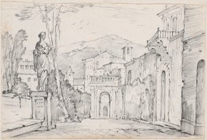 Eine römische Straße mit Monte Cavo in der Ferne von Joseph Marie Vien