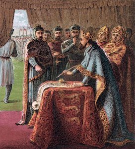 König Johann von England unterzeichnet die Magna Carta von Joseph Martin Kronheim