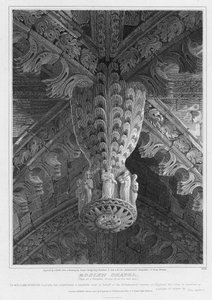 Roslyn Chapel, Ansicht eines Anhängers und Gewölbes am Ostende, graviert von S. Noble, 1810