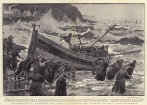 Die Heldinnen von Runswick Bay, Frauen starten das Rettungsboot, um ihre Ehemänner zu retten von Joseph Nash