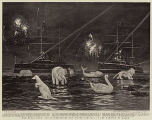Die königliche Tour, die Beleuchtungen und der Wasserkarneval im Hafen von Malta