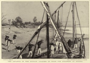 Der Vormarsch im Sudan, Holzverladung für Dampfer in Berber