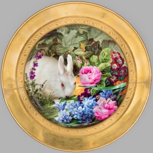 Teller mit weißem Kaninchen
