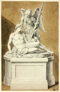 Monument mit totem Krieger und Engel