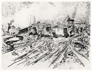 Bau der Miraflores-Schleuse, Platte XXI aus Der Panamakanal von Joseph Pennell, 1912