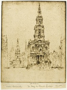 Kirche von Saint Mary-le-Strand von Joseph Pennell