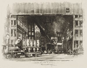 Englische Kriegsarbeit: Die Urnen, Große Granaten gießen von Joseph Pennell
