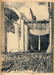 Verlegung des Bodens der Pedro Miguel Schleuse, 1912