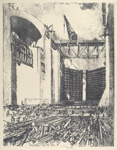 Verlegung des Bodens der Pedro Miguel Schleuse, 1912