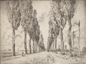 Die Allee, Valenciennes, 1910 von Joseph Pennell