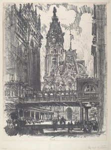 Das Rathaus und die Brücke über die Market Street, 1912