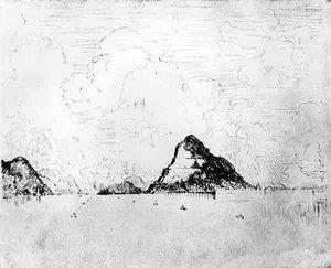 Die Mündung des Kanals vom Meer, Platte XXVIII aus Der Panamakanal von Joseph Pennell, 1912 von Joseph Pennell