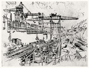 Die Mauern der Miraflores-Schleuse, Platte XXIII aus Der Panamakanal von Joseph Pennell, 1912 von Joseph Pennell
