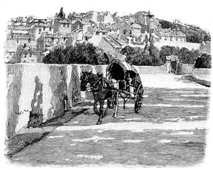 Dorf im Süden Frankreichs mit Pferdekutsche. Gravur von Joseph Pennell 1888 (Detail) von Joseph Pennell